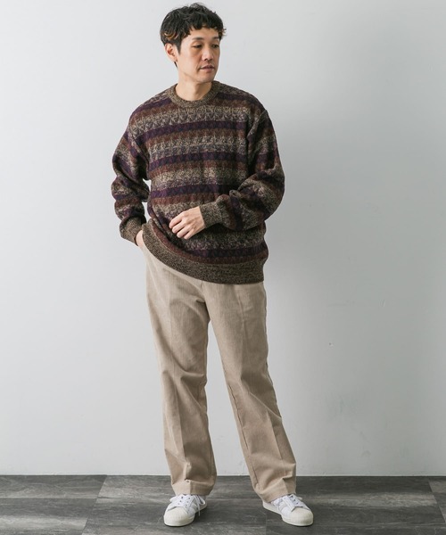 URBAN RESEARCH DOORS(アーバンリサーチドアーズ)の「ボーダージャガードニット(ニット/セーター・メンズ・ブラウン系その他/グレー系その他・LARGE/MEDIUM)」の7枚目の写真