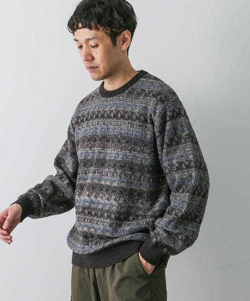 URBAN RESEARCH DOORS(アーバンリサーチドアーズ)の「ボーダージャガードニット(ニット/セーター・メンズ・ブラウン系その他/グレー系その他・LARGE/MEDIUM)」の10枚目の写真