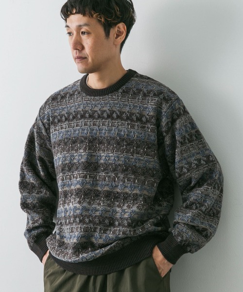 URBAN RESEARCH DOORS(アーバンリサーチドアーズ)の「ボーダージャガードニット(ニット/セーター・メンズ・ブラウン系その他/グレー系その他・LARGE/MEDIUM)」の11枚目の写真