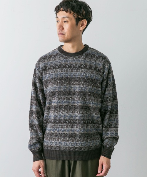 URBAN RESEARCH DOORS(アーバンリサーチドアーズ)の「ボーダージャガードニット(ニット/セーター・メンズ・ブラウン系その他/グレー系その他・LARGE/MEDIUM)」の14枚目の写真