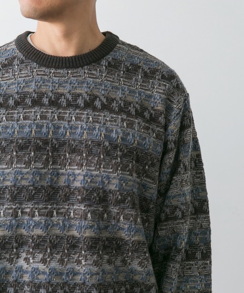 URBAN RESEARCH DOORS(アーバンリサーチドアーズ)の「ボーダージャガードニット(ニット/セーター・メンズ・ブラウン系その他/グレー系その他・LARGE/MEDIUM)」の17枚目の写真