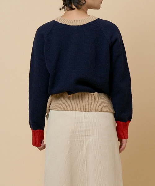 NIMES（ニーム）の「PERU KNIT 配色カーディガン（カーディガン/ボレロ・レディース・グレー/ネイビー・FREE）」の3枚目の写真