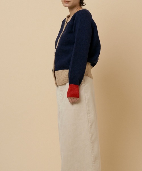 NIMES（ニーム）の「PERU KNIT 配色カーディガン（カーディガン/ボレロ・レディース・グレー/ネイビー・FREE）」の4枚目の写真
