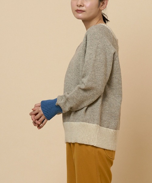 NIMES（ニーム）の「PERU KNIT 配色カーディガン（カーディガン/ボレロ・レディース・グレー/ネイビー・FREE）」の6枚目の写真