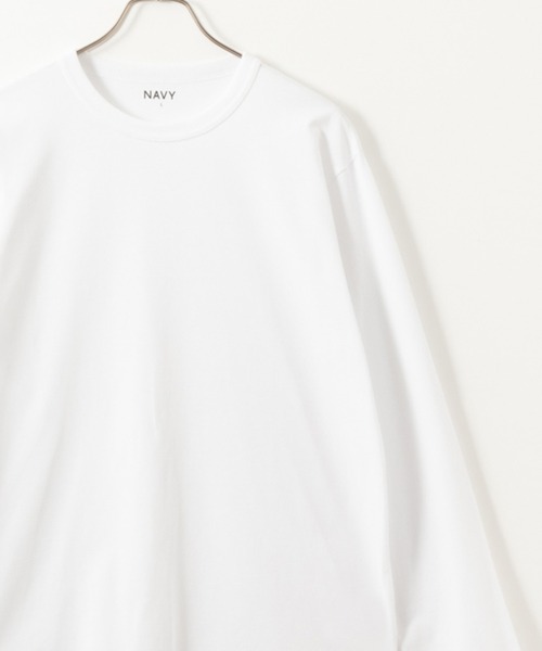 NAVY(ネイビー)の「NAVY 無地クルーネック長袖Tシャツ(Tシャツ/カットソー・メンズ・ホワイト/グレイッシュベージュ/ネイビー/ブラック/チャコールグレー・L/XXL/S/M/XL)」の2枚目の写真