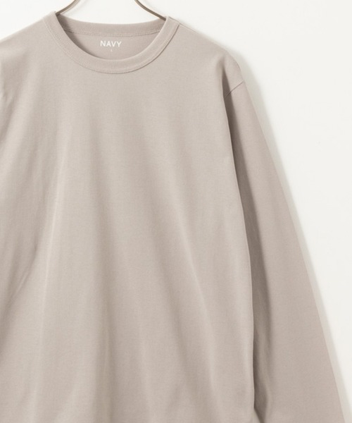 NAVY(ネイビー)の「NAVY 無地クルーネック長袖Tシャツ(Tシャツ/カットソー・メンズ・ホワイト/グレイッシュベージュ/ネイビー/ブラック/チャコールグレー・L/XXL/S/M/XL)」の4枚目の写真