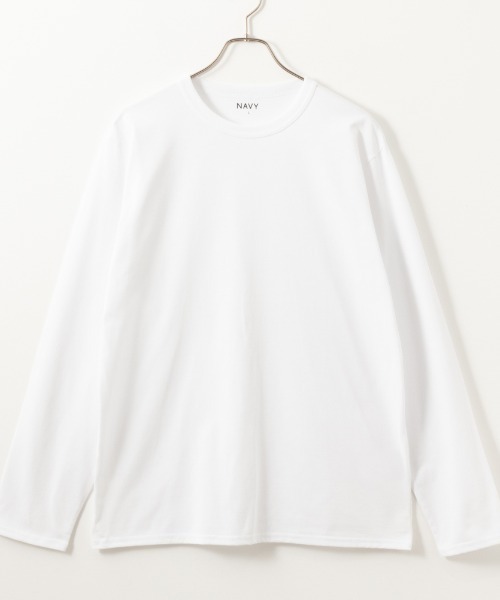 NAVY(ネイビー)の「NAVY 無地クルーネック長袖Tシャツ(Tシャツ/カットソー・メンズ・ホワイト/グレイッシュベージュ/ネイビー/ブラック/チャコールグレー・L/XXL/S/M/XL)」の10枚目の写真