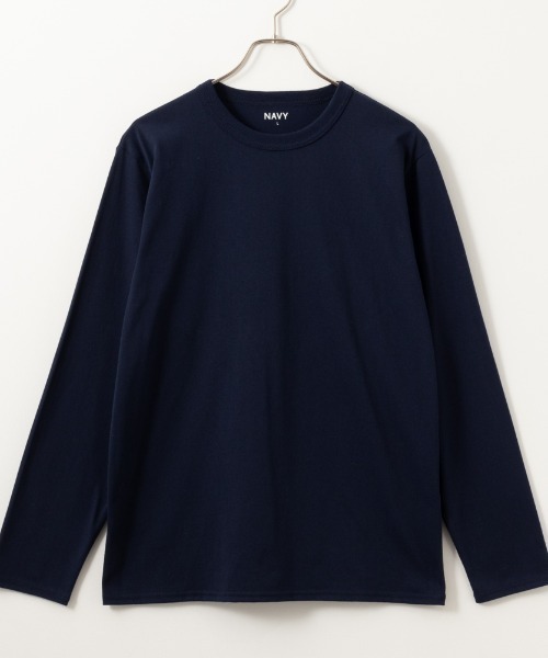 セール】NAVY 無地クルーネック長袖Tシャツ（Tシャツ/カットソー