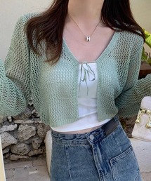 メッシュ クロップド カーディガン