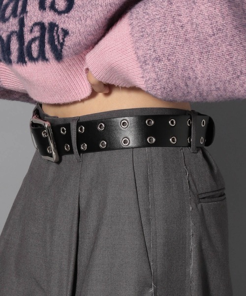 Anui(アニュイ)の「【UNISEX】Wハトメベルト(ベルト・レディース・オフホワイト/ブラック・FREE)」の4枚目の写真