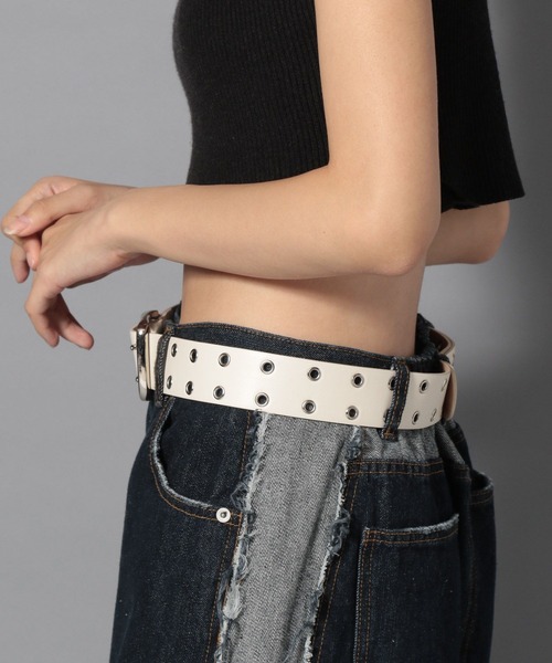Anui(アニュイ)の「【UNISEX】Wハトメベルト(ベルト・レディース・オフホワイト/ブラック・FREE)」の9枚目の写真