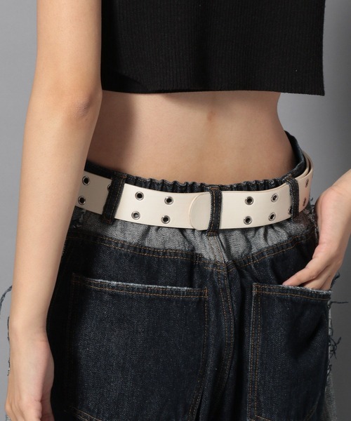 Anui(アニュイ)の「【UNISEX】Wハトメベルト(ベルト・レディース・オフホワイト/ブラック・FREE)」の10枚目の写真