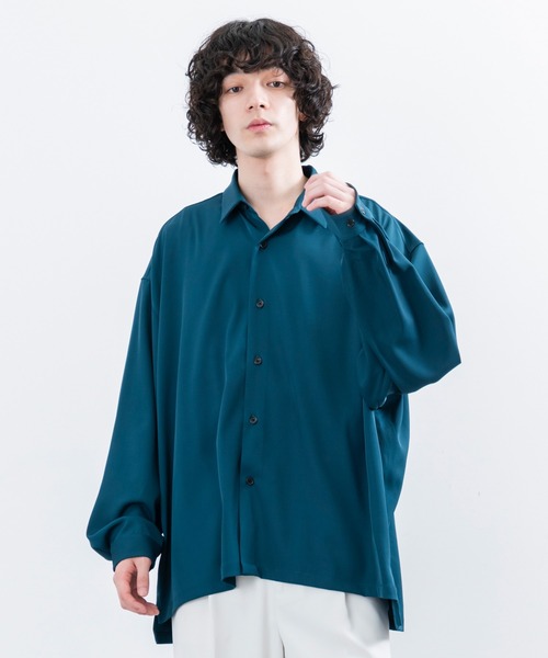 JUNRED(ジュンレッド)の「バルーンスリーブオーバーシャツ(シャツ/ブラウス・メンズ・ホワイト/グリーン・L/M)」の1枚目の写真