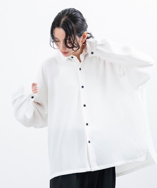 JUNRED(ジュンレッド)の「バルーンスリーブオーバーシャツ(シャツ/ブラウス・メンズ・ホワイト/グリーン・L/M)」の14枚目の写真