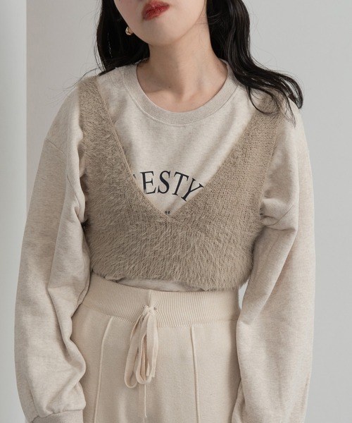 lawgy（ラウジー）の「round logo sweat tops / ラウンドロゴスウェットトップス（スウェット・レディース・アイボリー/ライトグレー/グレー・FREE）」の2枚目の写真