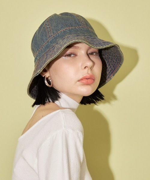 casane（カサネ）の「ポイントカラーデニムバケハ（ハット・レディース・ライトブルー/ブルー・FREE）」の20枚目の写真