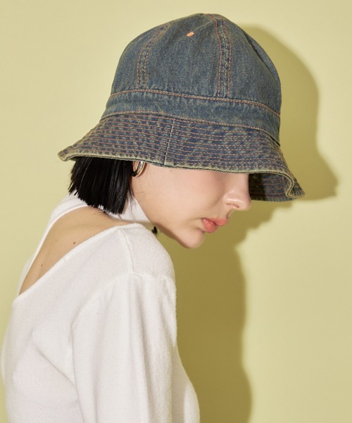 casane（カサネ）の「ポイントカラーデニムバケハ（ハット・レディース・ライトブルー/ブルー・FREE）」の21枚目の写真