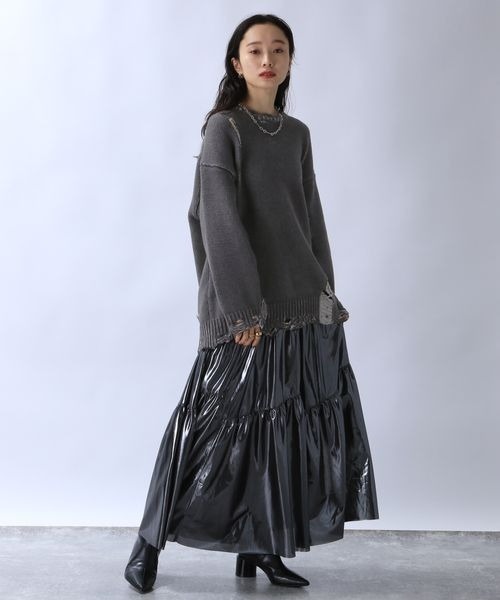 JEANASIS(ジーナシス)の「3Gペイントクラッシュプルオーバー/104639(ニット/セーター・レディース・チャコールグレー/ブルー/ライトグレー・FREE)」の8枚目の写真