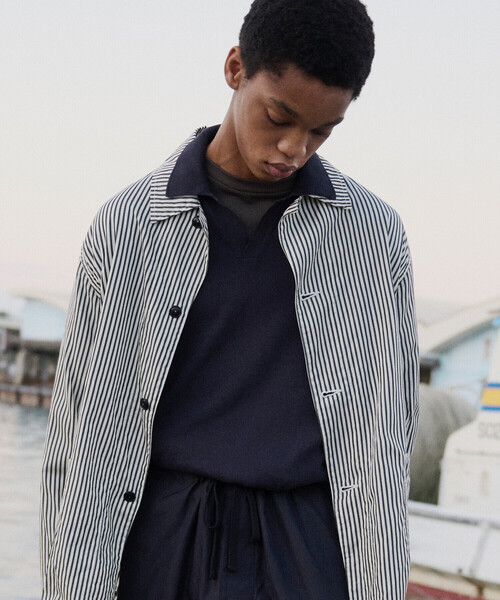 Kaptain Sunshine(キャプテン サンシャイン)の「KAPTAIN SUNSHINE | コットンスキッパーニット MEN(ニット/セーター・メンズ・ネイビー/アイボリー・40/38/42)」の2枚目の写真