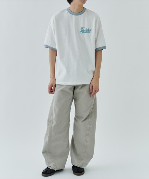 NVRFRGT（ネヴァーフォーゲット）の「【NVRFRGT/ネヴァーフォーゲット】3D TWISTED WIDE LEG JEANS（デニムパンツ・メンズ・ベージュ/ダークインディゴブルー・1/2）」の20枚目の写真