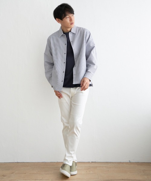 ikka(イッカ)の「イージーケアサッカースナップシャウター(ブルゾン・メンズ・ベージュ/ネイビー/オリーブ/ブルー・M/L/XL/S)」の7枚目の写真