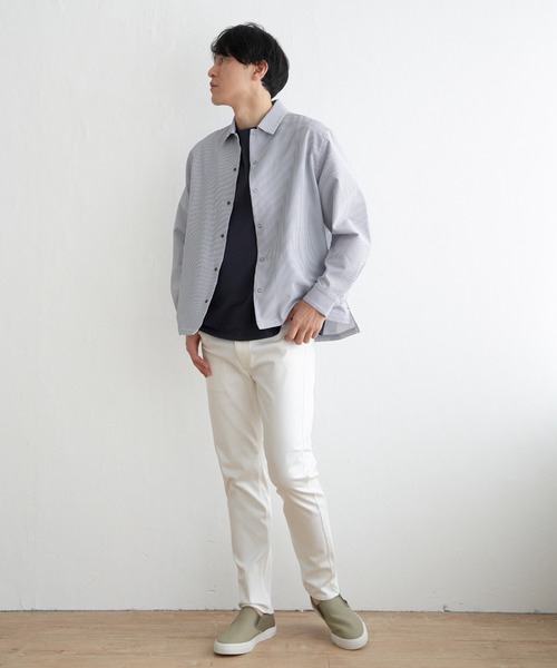 ikka(イッカ)の「イージーケアサッカースナップシャウター(ブルゾン・メンズ・ベージュ/ネイビー/オリーブ/ブルー・M/L/XL/S)」の8枚目の写真