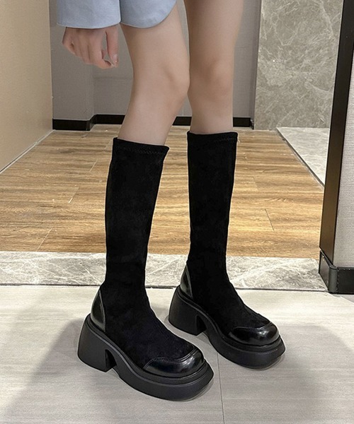 Miniministore(ミニミニストア)の「厚底ブーツ ニーハイブーツ ロングブーツ(ブーツ・レディース・ブラック・22.5cm/23.0cm/23.5cm/24.0cm/25.0cm/24.5cm)」の3枚目の写真