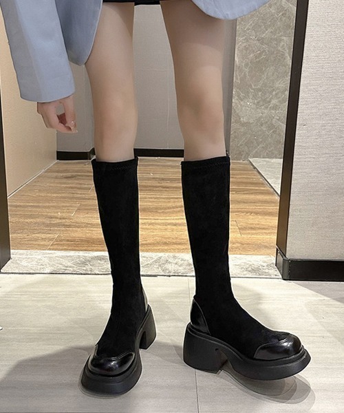 Miniministore(ミニミニストア)の「厚底ブーツ ニーハイブーツ ロングブーツ(ブーツ・レディース・ブラック・22.5cm/23.0cm/23.5cm/24.0cm/25.0cm/24.5cm)」の4枚目の写真