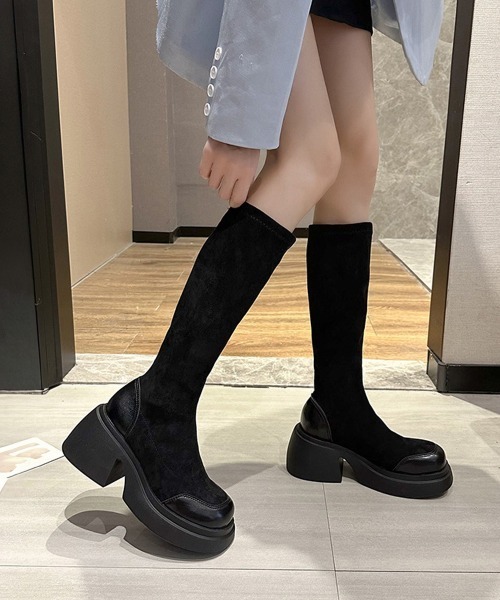 Miniministore(ミニミニストア)の「厚底ブーツ ニーハイブーツ ロングブーツ(ブーツ・レディース・ブラック・22.5cm/23.0cm/23.5cm/24.0cm/25.0cm/24.5cm)」の5枚目の写真