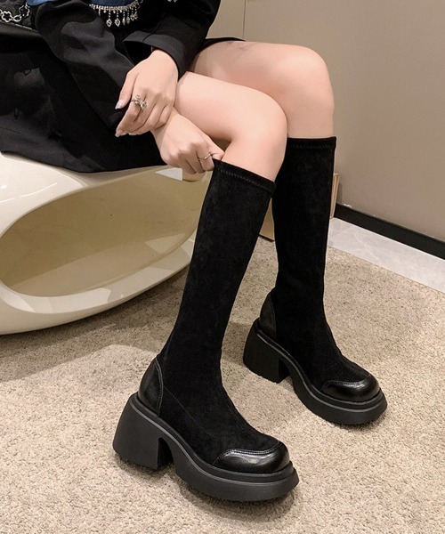 Miniministore(ミニミニストア)の「厚底ブーツ ニーハイブーツ ロングブーツ(ブーツ・レディース・ブラック・22.5cm/23.0cm/23.5cm/24.0cm/25.0cm/24.5cm)」の6枚目の写真