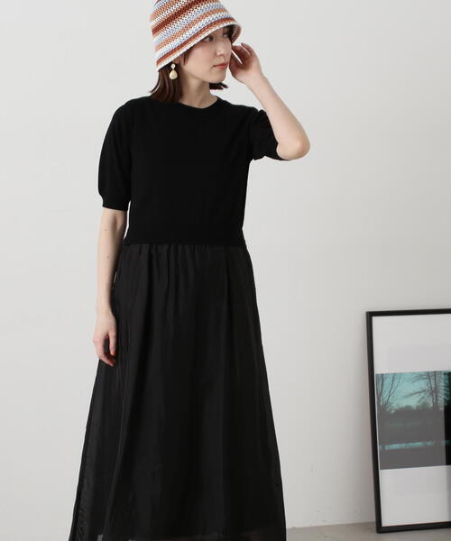 N.（N. Natural Beauty Basic）（エヌエヌナチュラルビューティーベーシック）の「◆シアースカートニットドッキングワンピース（ワンピース・レディース・グレー/ブラック/ベージュ・MEDIUM）」の5枚目の写真