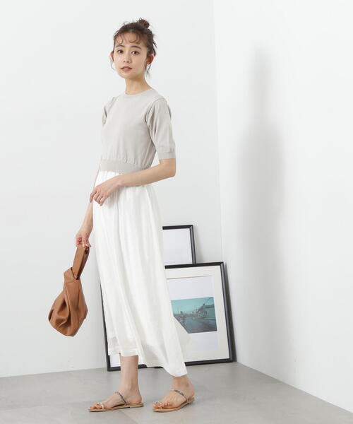 N.（N. Natural Beauty Basic）（エヌエヌナチュラルビューティーベーシック）の「◆シアースカートニットドッキングワンピース（ワンピース・レディース・グレー/ブラック/ベージュ・MEDIUM）」の15枚目の写真