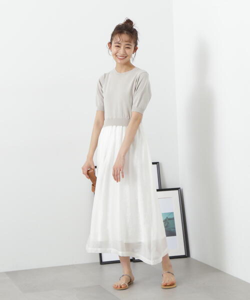 N.（N. Natural Beauty Basic）（エヌエヌナチュラルビューティーベーシック）の「◆シアースカートニットドッキングワンピース（ワンピース・レディース・グレー/ブラック/ベージュ・MEDIUM）」の17枚目の写真