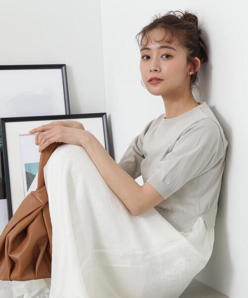 N.（N. Natural Beauty Basic）（エヌエヌナチュラルビューティーベーシック）の「◆シアースカートニットドッキングワンピース（ワンピース・レディース・グレー/ブラック/ベージュ・MEDIUM）」の18枚目の写真