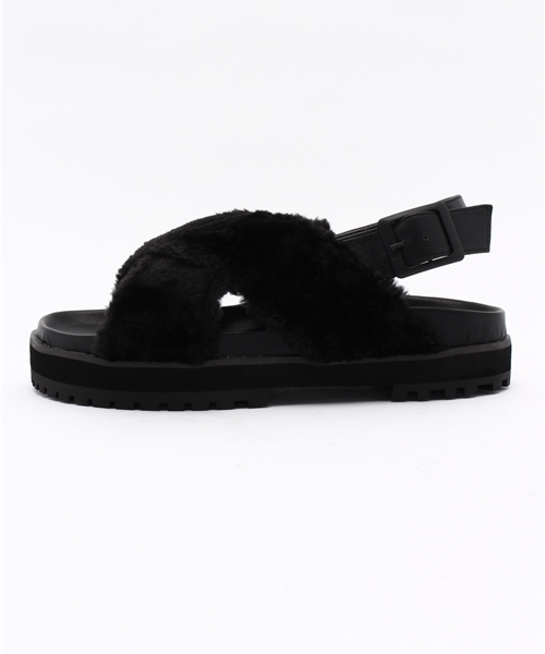 WEGO（ウィゴー）の「WEGO/ ファースポーツサンダル（サンダル・レディース・ベージュ/ブラック・MEDIUM/LARGE）」の3枚目の写真