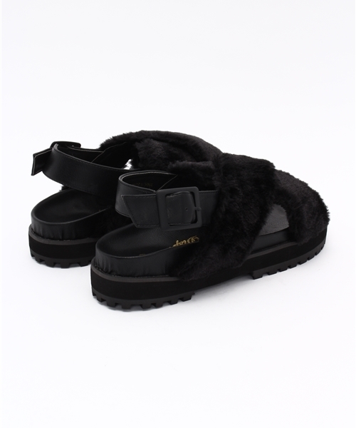 WEGO（ウィゴー）の「WEGO/ ファースポーツサンダル（サンダル・レディース・ベージュ/ブラック・MEDIUM/LARGE）」の5枚目の写真