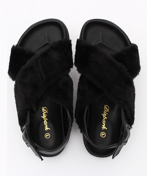 WEGO（ウィゴー）の「WEGO/ ファースポーツサンダル（サンダル・レディース・ベージュ/ブラック・MEDIUM/LARGE）」の10枚目の写真