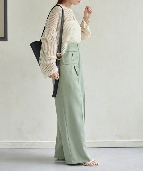 Thevon（ゼボン）の「ショート丈メッシュニット（ニット/セーター・レディース・ライム/ベージュ/ミント/ブラック/サンドベージュ・FREE）」の12枚目の写真