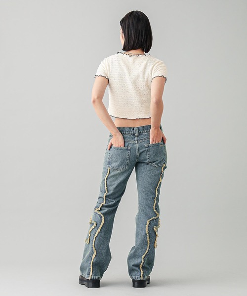 X-girl（エックスガール）の「STAR PATCH DENIM PANTS（デニムパンツ・レディース・インディゴブルー・S/M）」の8枚目の写真