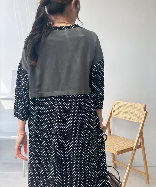 AS KNOW AS plus（アズノゥアズプラス）の「◎MIX切替えゆったりワンピ―ス（ワンピース・レディース・ストライプ/ドット/グレー系/カーキ系/ブルー系・FREE）」の12枚目の写真