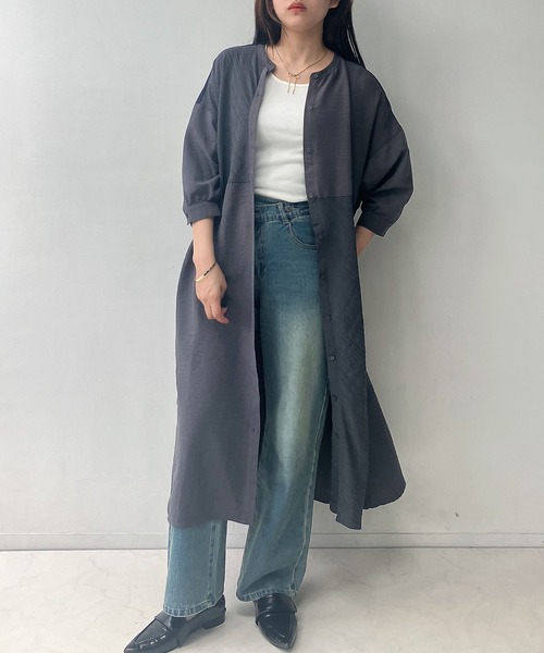 AS KNOW AS plus（アズノゥアズプラス）の「◎MIX切替えゆったりワンピ―ス（ワンピース・レディース・ストライプ/ドット/グレー系/カーキ系/ブルー系・FREE）」の13枚目の写真