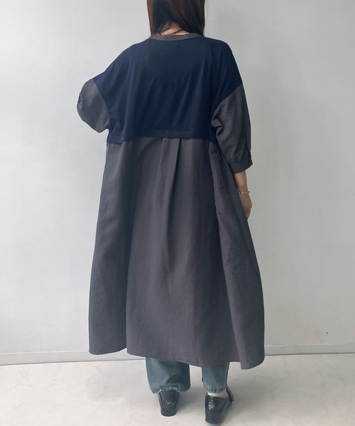 AS KNOW AS plus（アズノゥアズプラス）の「◎MIX切替えゆったりワンピ―ス（ワンピース・レディース・ストライプ/ドット/グレー系/カーキ系/ブルー系・FREE）」の14枚目の写真