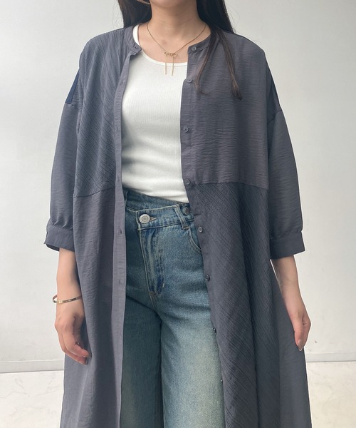 AS KNOW AS plus（アズノゥアズプラス）の「◎MIX切替えゆったりワンピ―ス（ワンピース・レディース・ストライプ/ドット/グレー系/カーキ系/ブルー系・FREE）」の16枚目の写真