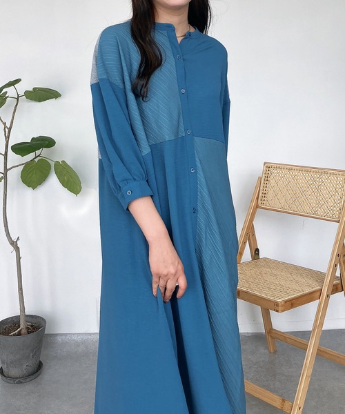 AS KNOW AS plus（アズノゥアズプラス）の「◎MIX切替えゆったりワンピ―ス（ワンピース・レディース・ストライプ/ドット/グレー系/カーキ系/ブルー系・FREE）」の20枚目の写真