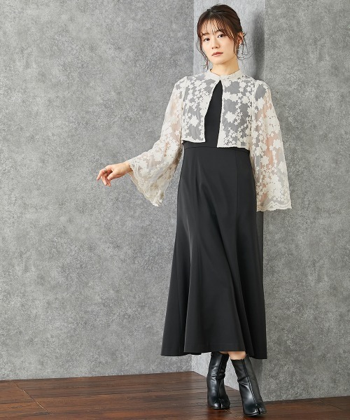 Neina(ネイナ)の「スカラ袖レースブラウスマーメイドワンピースドレス 大きいサイズ有〔Neina〕(ドレス・レディース・ブラウン系/ブラック系・M/L/LL/3L)」の3枚目の写真