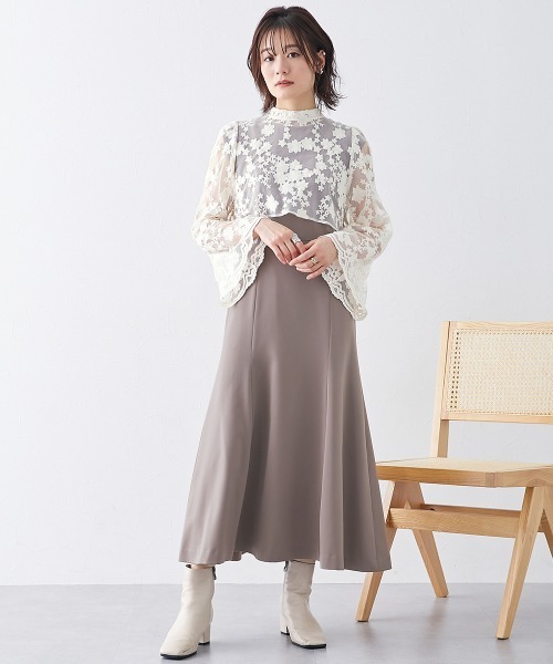 Neina(ネイナ)の「スカラ袖レースブラウスマーメイドワンピースドレス 大きいサイズ有〔Neina〕(ドレス・レディース・ブラウン系/ブラック系・M/L/LL/3L)」の20枚目の写真