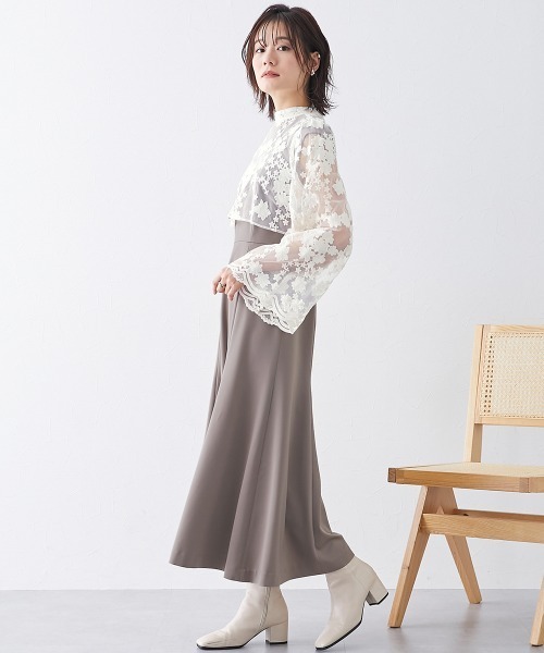 Neina(ネイナ)の「スカラ袖レースブラウスマーメイドワンピースドレス 大きいサイズ有〔Neina〕(ドレス・レディース・ブラウン系/ブラック系・M/L/LL/3L)」の21枚目の写真
