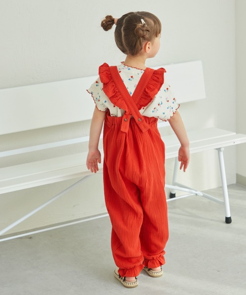 pairmanon(ペアマノン)の「ダブルガーゼ バッククロス フリルサロペット(サロペット/オーバーオール・キッズ・テラコッタ/オリーブ/ブルー系その他/ライトパープル・120/100/130/110/140/150/90)」の14枚目の写真