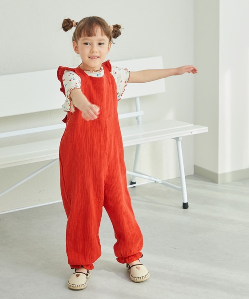 pairmanon(ペアマノン)の「ダブルガーゼ バッククロス フリルサロペット(サロペット/オーバーオール・キッズ・テラコッタ/オリーブ/ブルー系その他/ライトパープル・120/100/130/110/140/150/90)」の17枚目の写真