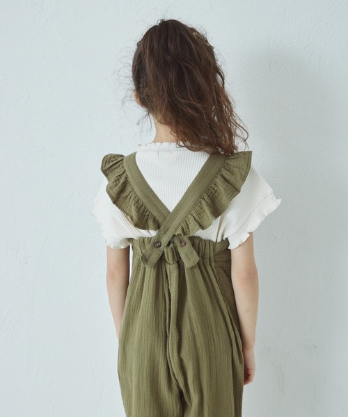 pairmanon(ペアマノン)の「ダブルガーゼ バッククロス フリルサロペット(サロペット/オーバーオール・キッズ・テラコッタ/オリーブ/ブルー系その他/ライトパープル・120/100/130/110/140/150/90)」の19枚目の写真